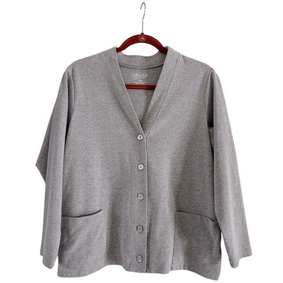 Gray Cardigan with Long Sleeves and Relaxed Fit MP - Picture 6 of 6